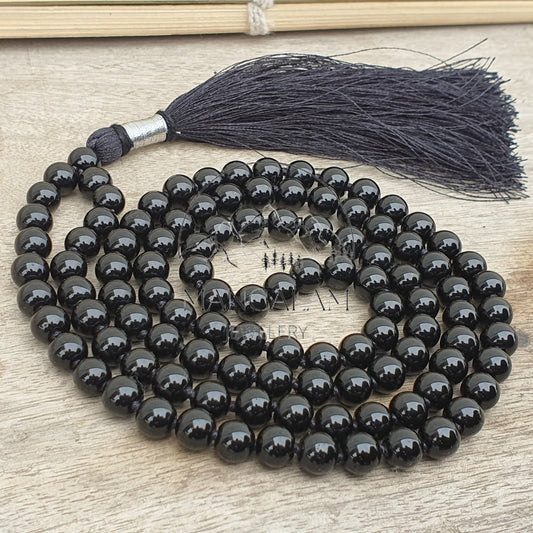 Black Onyx Mala 8MM, Black Onyx Necklace, 108 Mala Beads, Hand Knotted Mala, Meditation Beads, Japa Mala, Gift For Yoga Lover
