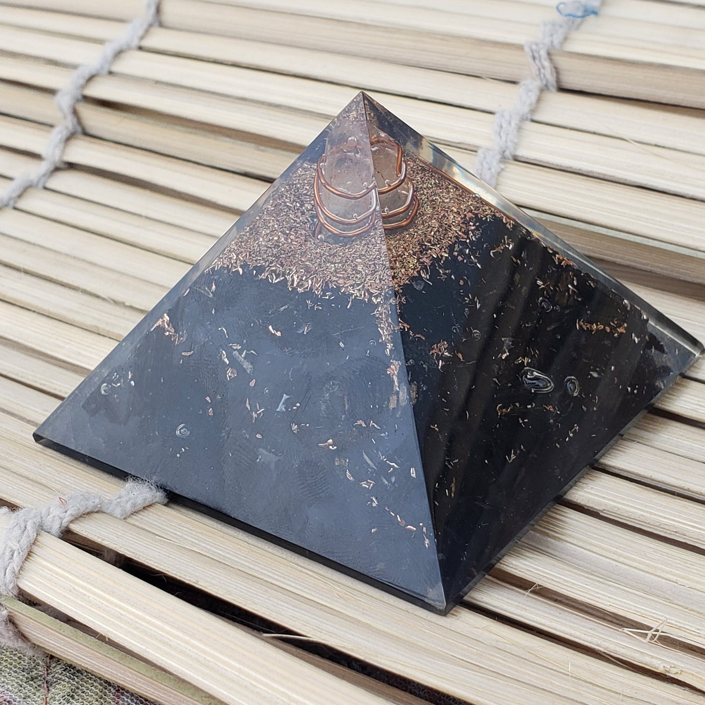 Black Tourmaline Pyramid, Orgone Positive Energy Generator, Reiki Metaphysical Shrine Decor, EMF, Psychic, and Energy Protection, Shielding