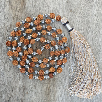 Rudraksha Parad mala, Mercury Mala, Rudraksha Necklace, Rudraksha Mercury Mala 108 Mala Beads