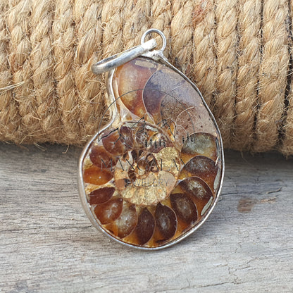 Ammonite Pendent, Certified Ammonite Pendent, Natural Ammonite, Gift For Yoga Lovers