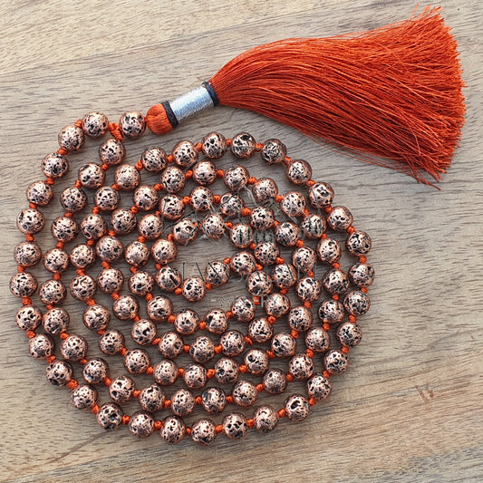 Lava Mala ,Golden Lava Mala 108 Mala Beads, Lave Necklace, Prayer Beads, Gift for Yoga Lovers