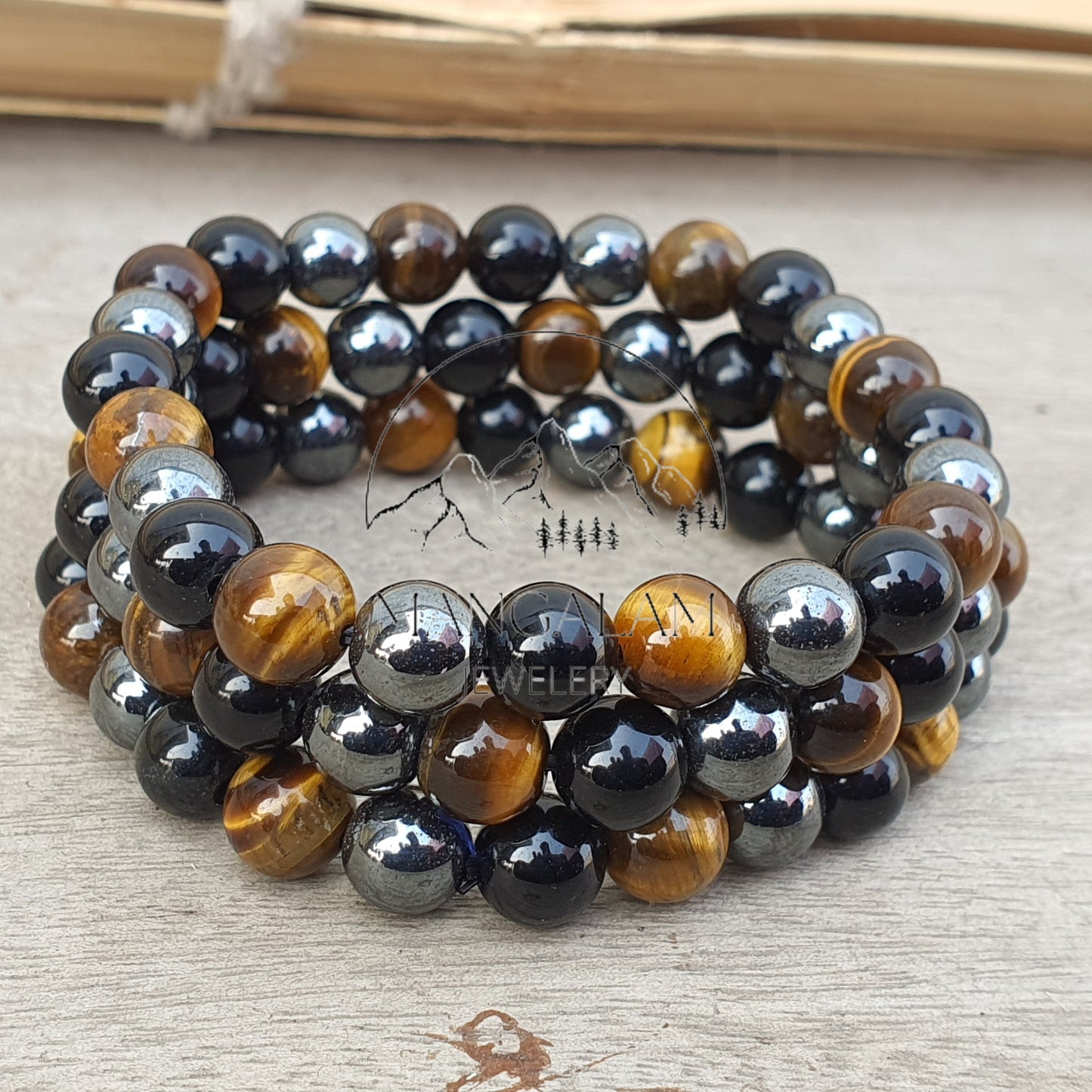 Triple Protection Crystal Bracelet, Obsidian, Tiger Eye, Hematite Healing Bracelet, Protection Bracelet, Health Bracelet, Luck & Prosperity