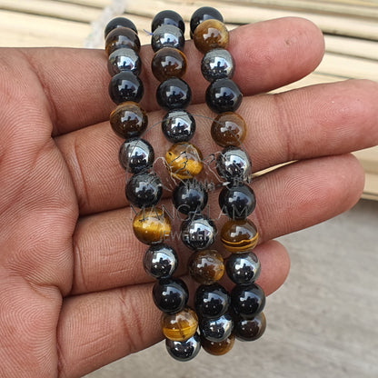 Triple Protection Crystal Bracelet, Obsidian, Tiger Eye, Hematite Healing Bracelet, Protection Bracelet, Health Bracelet, Luck & Prosperity