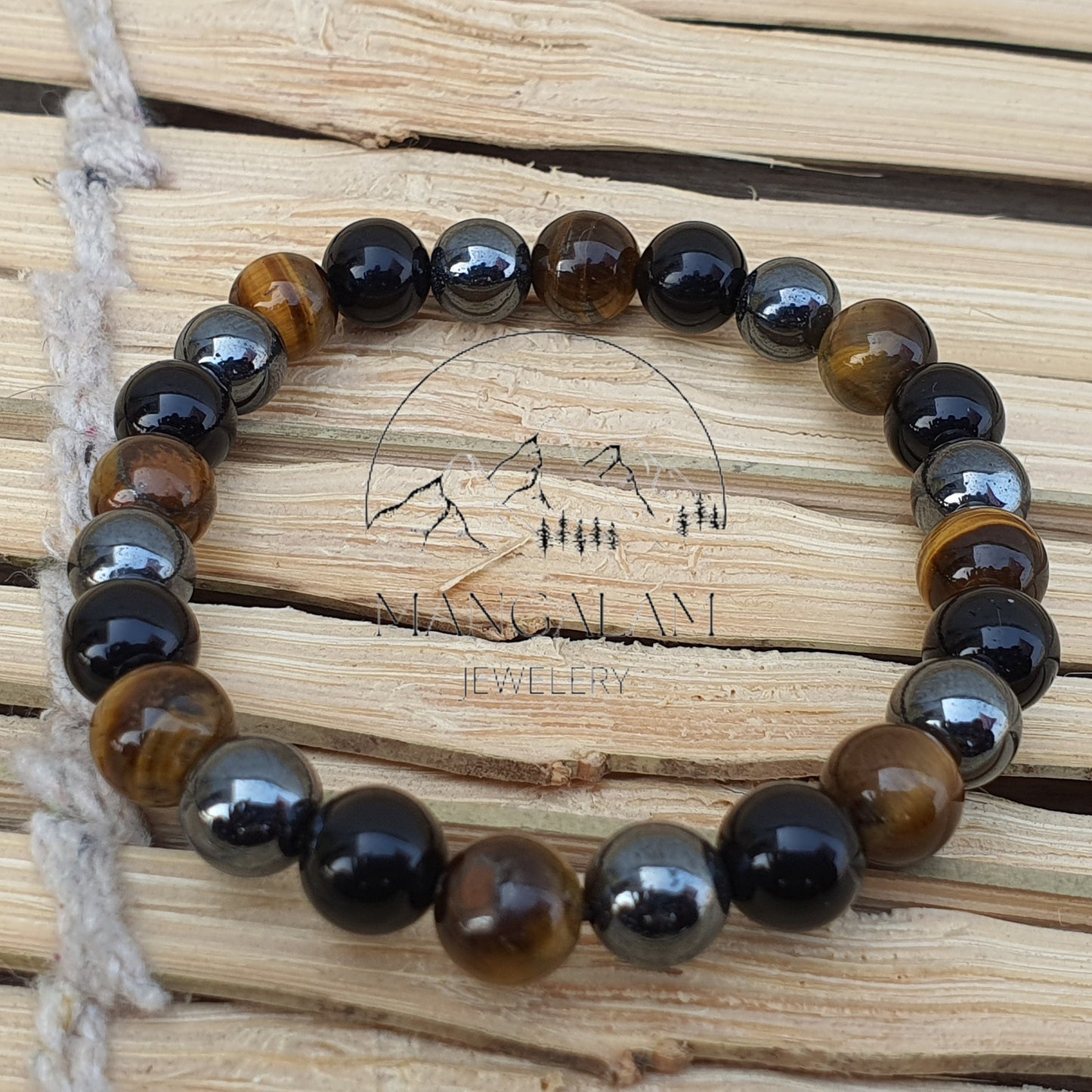 Triple Protection Crystal Bracelet, Obsidian, Tiger Eye, Hematite Healing Bracelet, Protection Bracelet, Health Bracelet, Luck & Prosperity