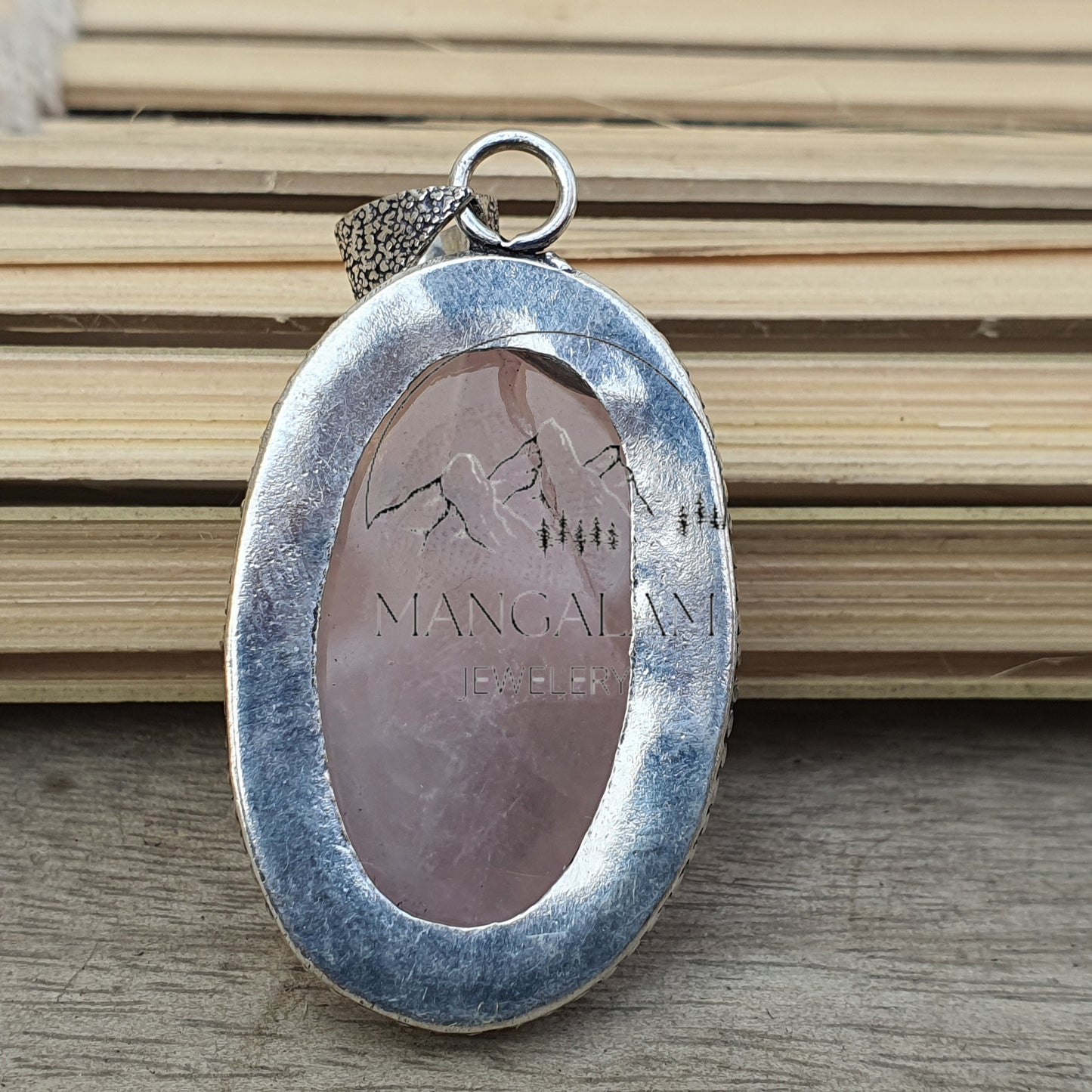 Rose Quartz Pendent Rose Quartz Necklace Silver Pendent, Rose Quartz Pendant in Sterling Silver