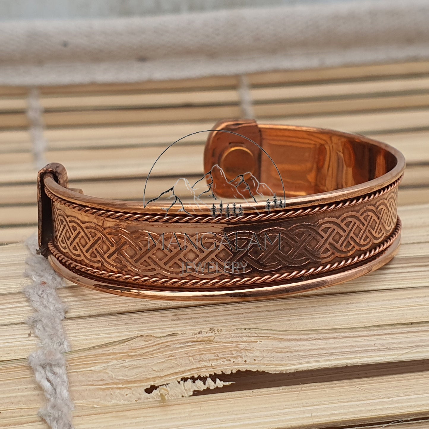 Celtic Copper Magnetic Bracelet, Hammered Cuff Bracelet For Pain Relief, Copper Jewelry
