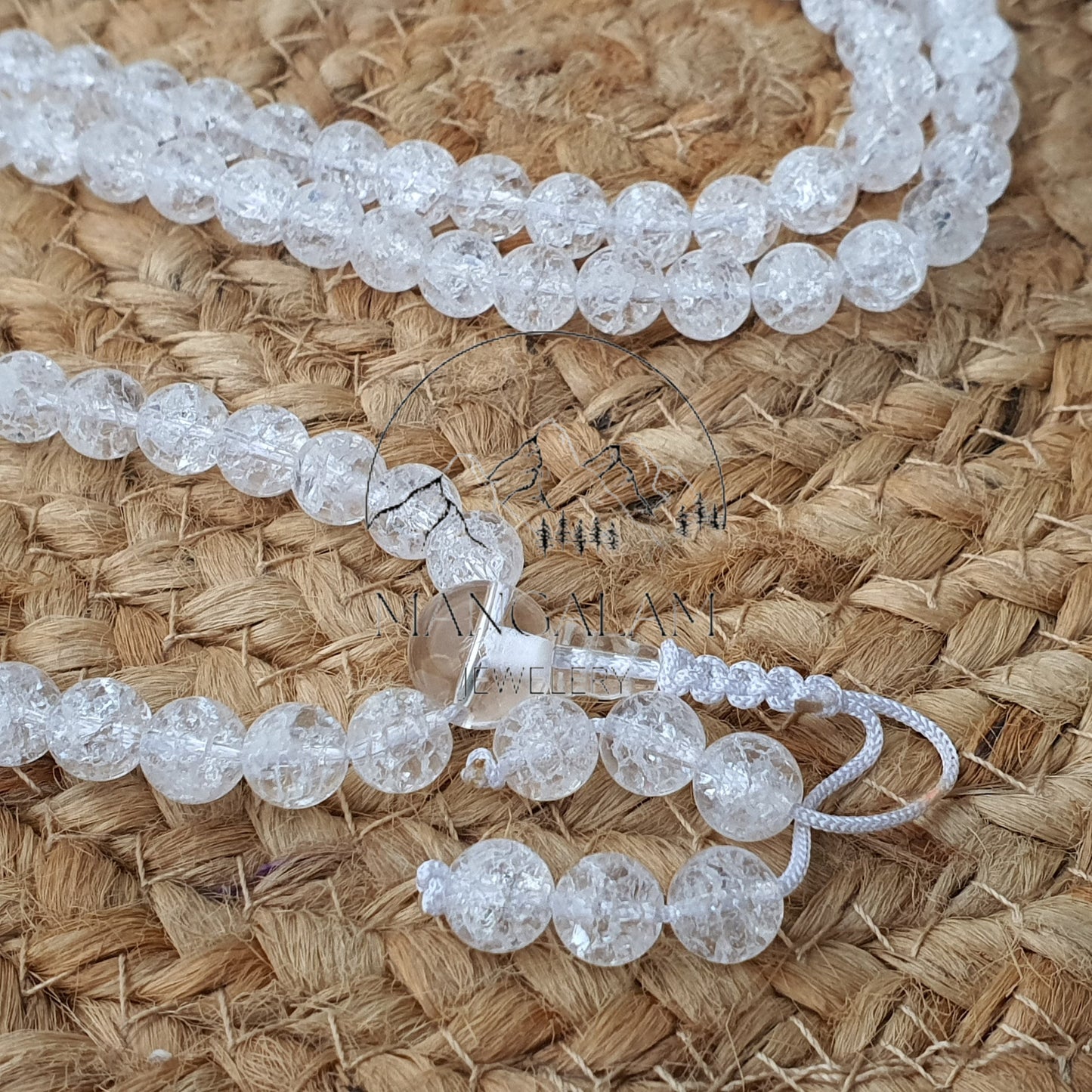 Crackle Clear Quartz Buddhist Necklace For Clarity, 108 Mala Beads, Crackle Crystal Quartz Mala, Statement Necklace, Gift For Yoga Lover