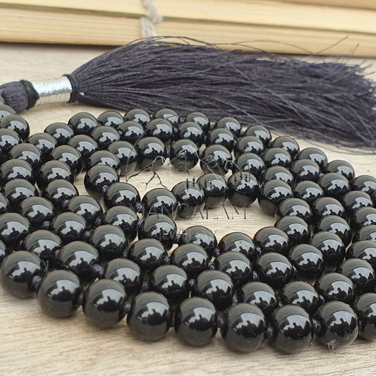 Black Onyx Mala 8MM, Black Onyx Necklace, 108 Mala Beads, Hand Knotted Mala, Meditation Beads, Japa Mala, Gift For Yoga Lover