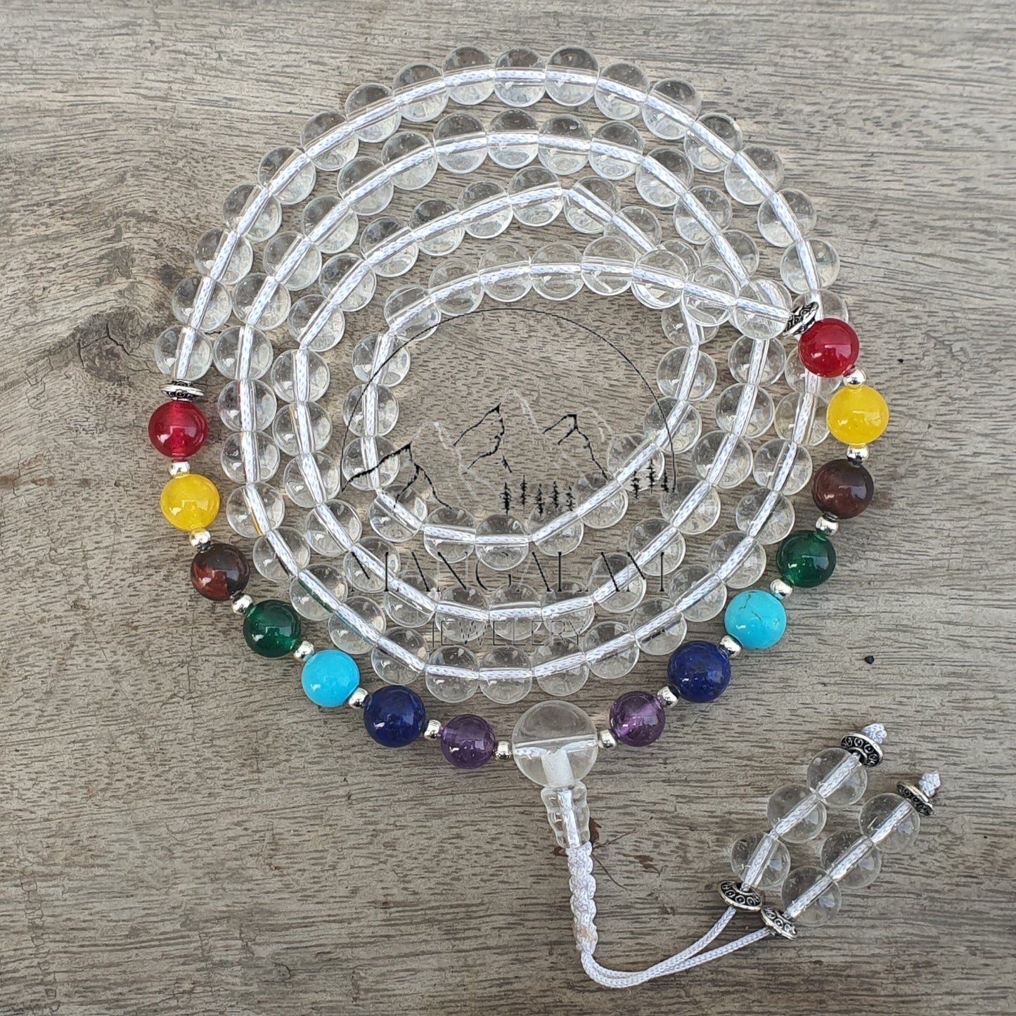 Seven Chakra Mala, 7 Chakra Necklace, 108 Mala Beads, Statement Necklace, Buddhist Mala, Gift For Yoga Lovers