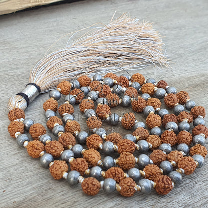 Rudraksha Parad mala, Mercury Mala, Rudraksha Necklace, Rudraksha Mercury Mala 108 Mala Beads
