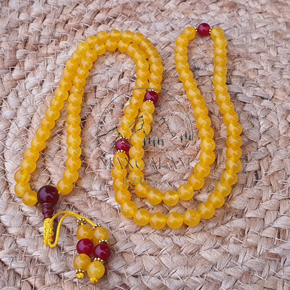 Yellow Jade Mala, Yellow Jade Buddhist Necklace, 108 Beads, Statement Necklace, Gift For Yoga Lover