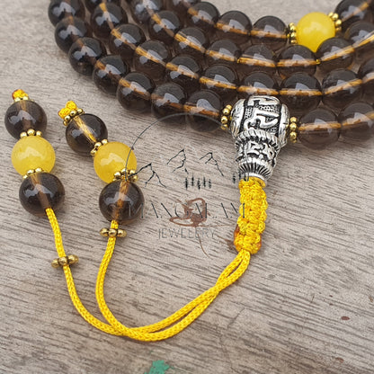 Smoky Quartz Buddhist Mala, Quartz Necklace, Smokey Quartz Necklace, Prayer Mala Necklace, gift for yoga lover