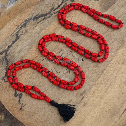 108 Red Skull Prayer Beads Mala, Skull Meditation Mala, Hindu Goddess Kali Alter Beads, Skull Mala Necklace, Kali Mala Necklace