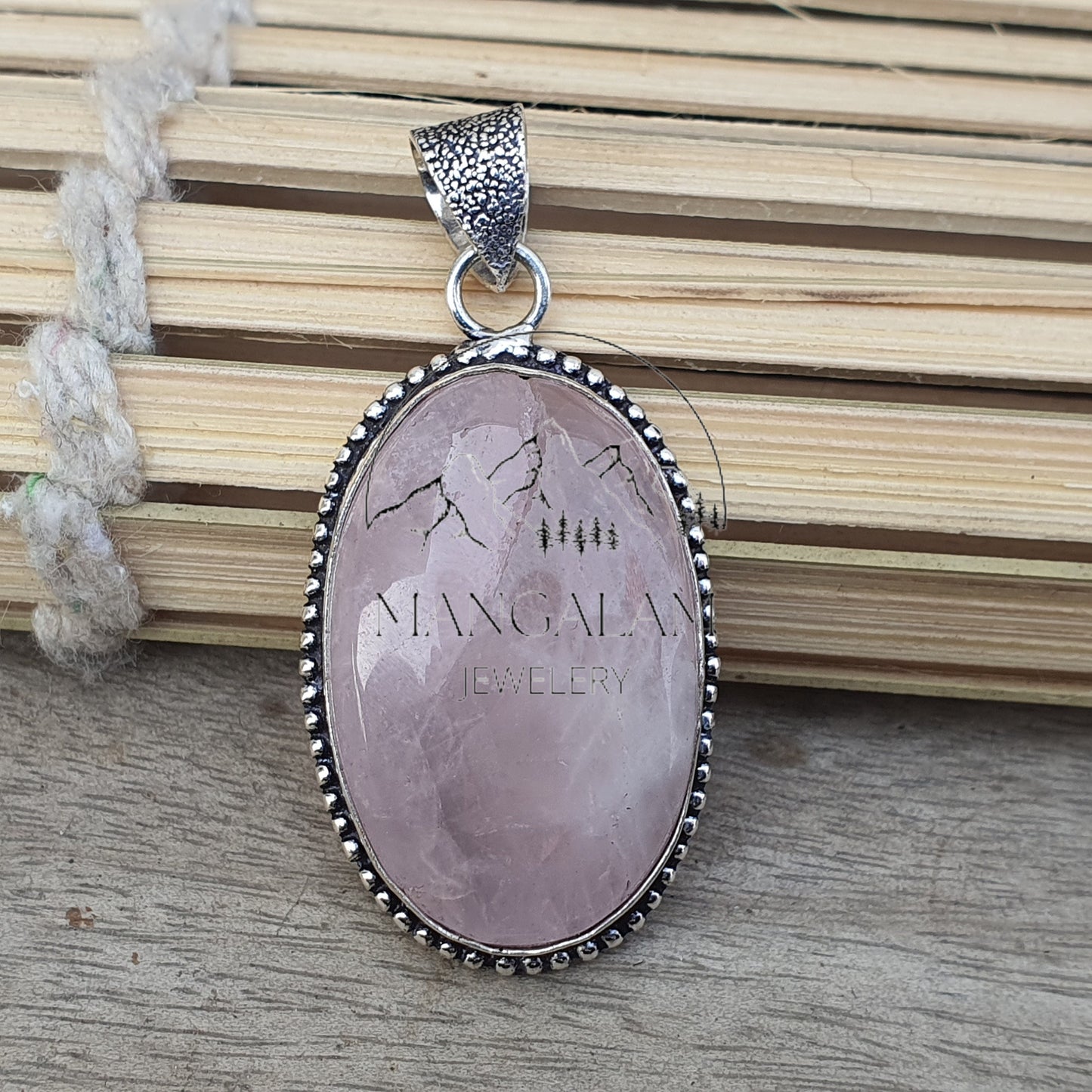Rose Quartz Pendent Rose Quartz Necklace Silver Pendent, Rose Quartz Pendant in Sterling Silver