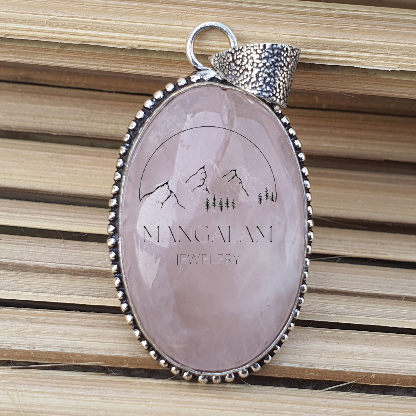 Rose Quartz Pendent Rose Quartz Necklace Silver Pendent, Rose Quartz Pendant in Sterling Silver