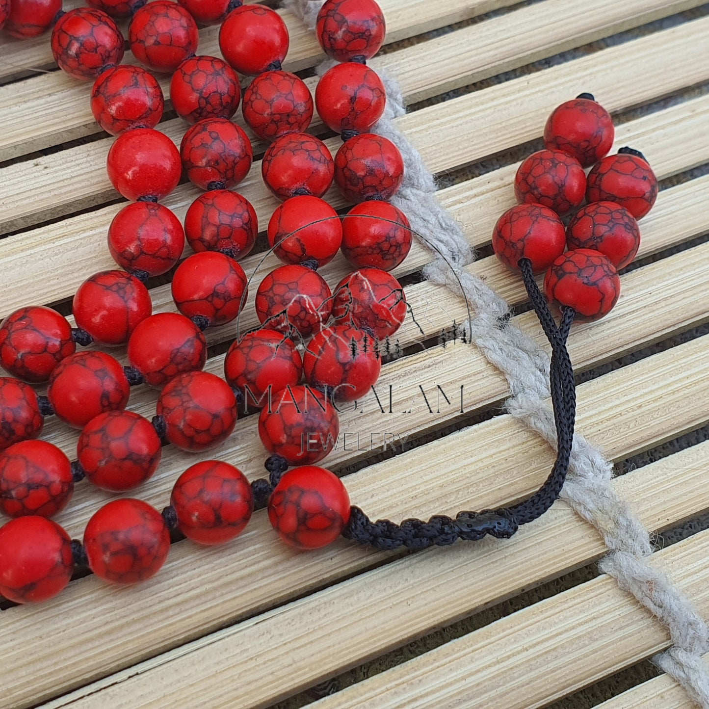 Expression Mala, Red Howlite Buddhist Mala, Red Howlite Necklace, 108 Prayer Beads, Statement Jewelry, Yoga Gifts