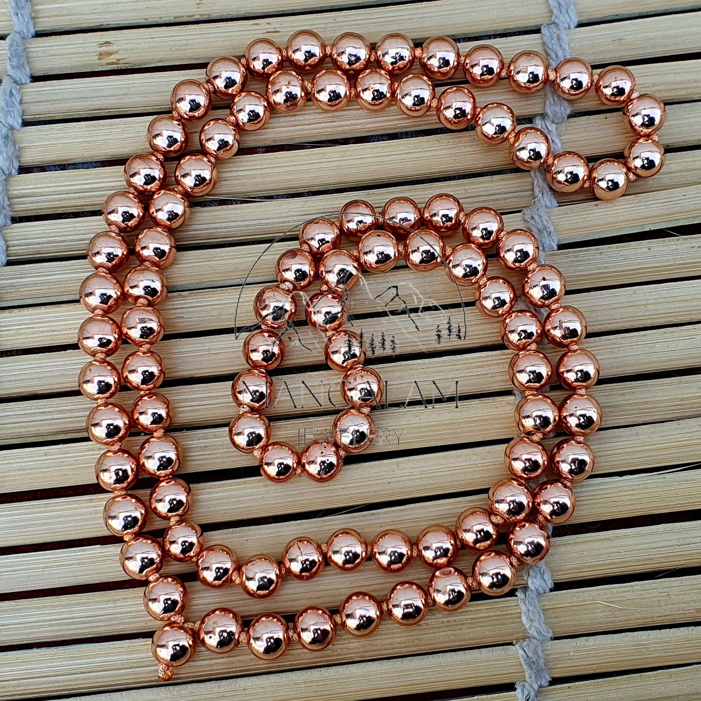 Copper Beads Mala, 108 beads Mala, 100% Copper Mala, 8mm Copper Bead Necklace, Copper 108 Beaded Healing Mala, Copper Healing Necklace