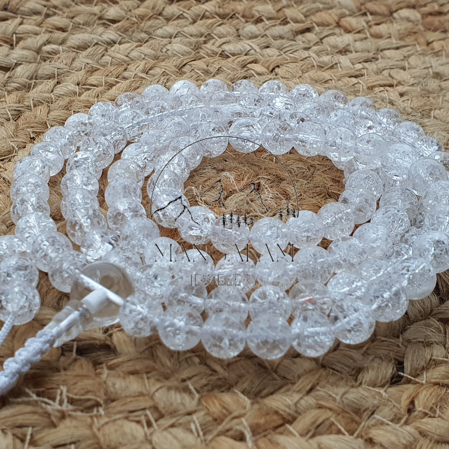 Crackle Clear Quartz Buddhist Necklace For Clarity, 108 Mala Beads, Crackle Crystal Quartz Mala, Statement Necklace, Gift For Yoga Lover