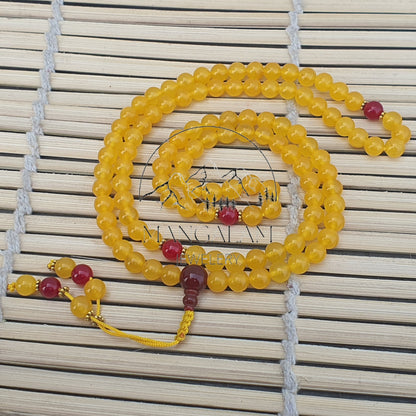 Yellow Jade Mala, Yellow Jade Buddhist Necklace, 108 Beads, Statement Necklace, Gift For Yoga Lover