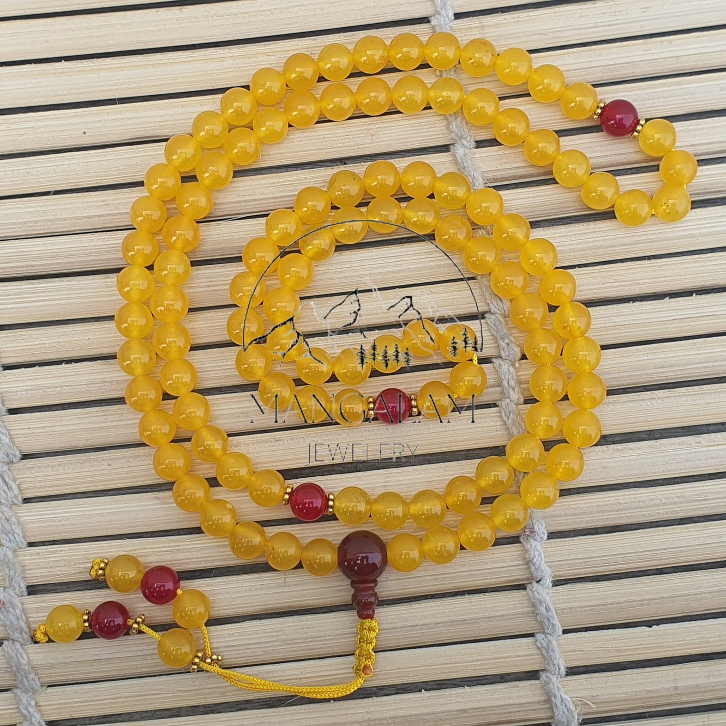 Yellow Jade Mala, Yellow Jade Buddhist Necklace, 108 Beads, Statement Necklace, Gift For Yoga Lover