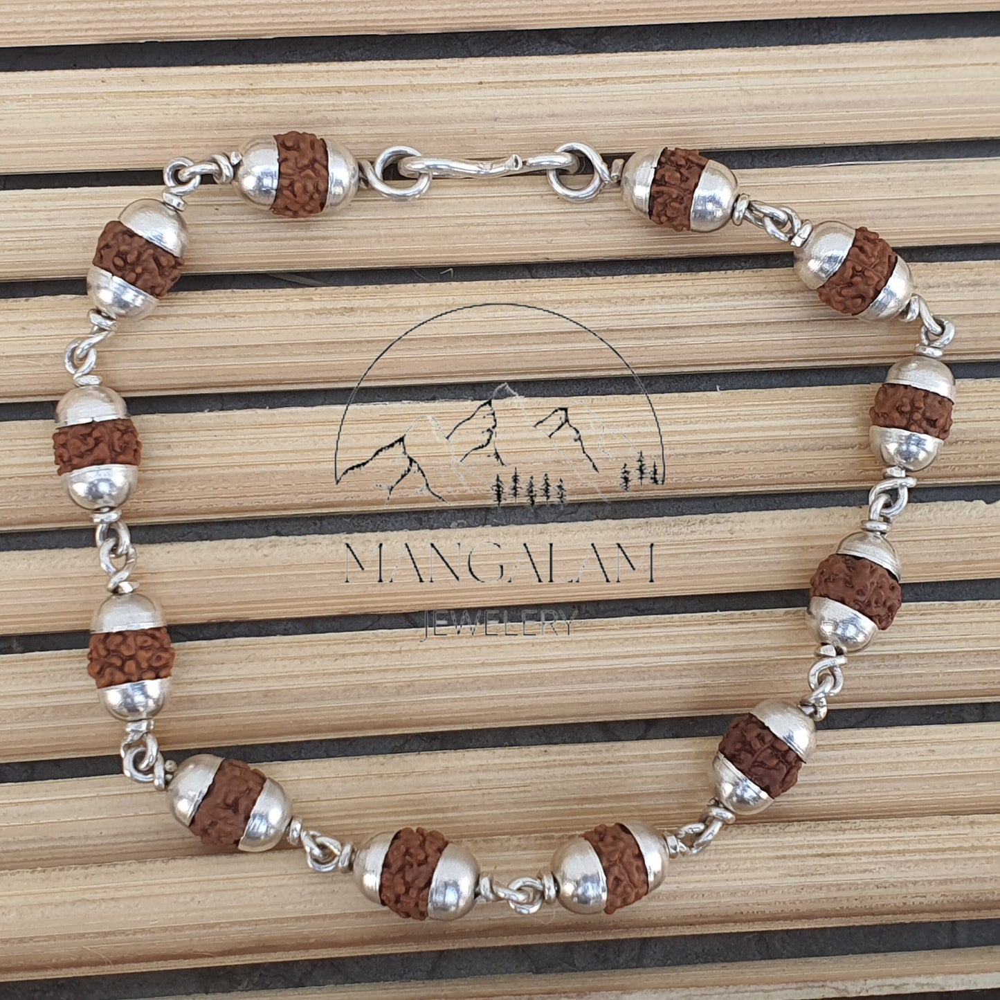 Rudraksha silver cap 5 face Mukhi Bracelet- Healing Bracelet- Shiva bracelet - Japa bracelet - Chanting - Meditation