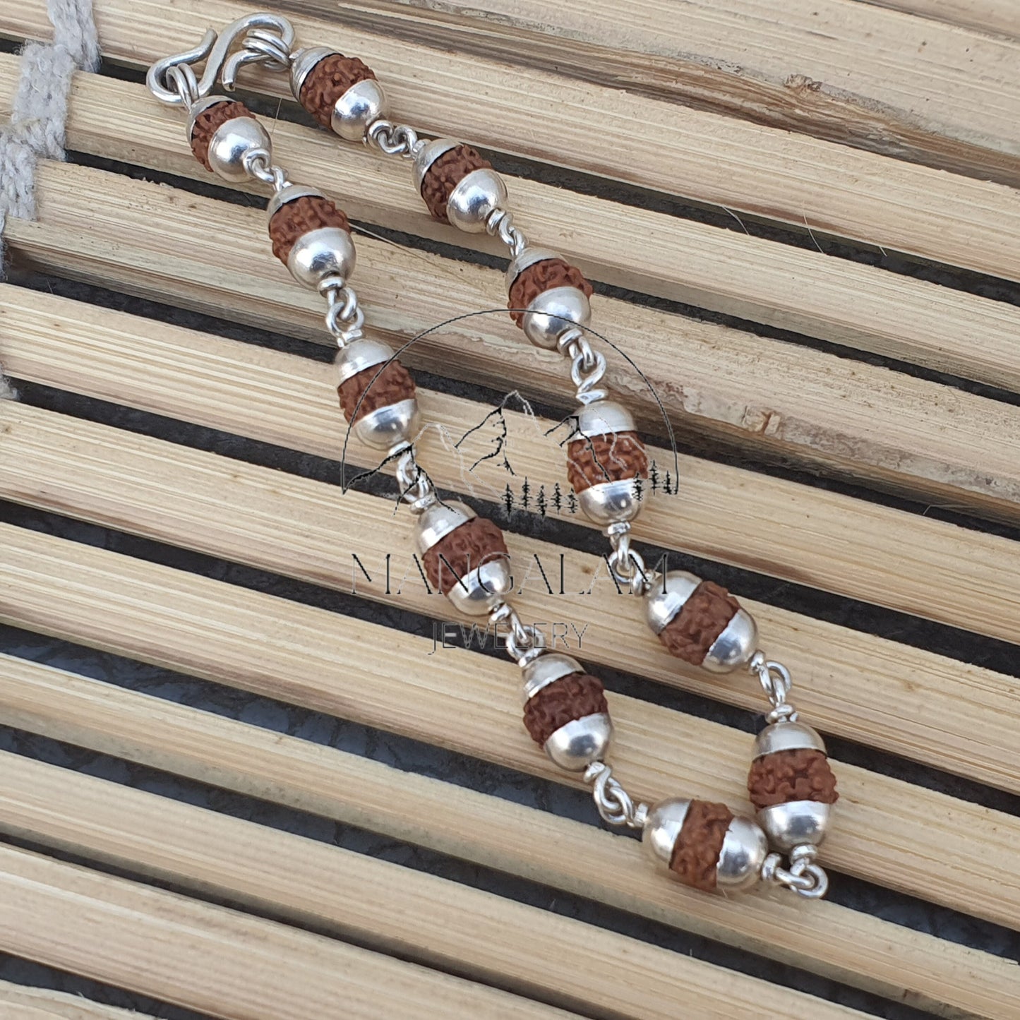 Rudraksha silver cap 5 face Mukhi Bracelet- Healing Bracelet- Shiva bracelet - Japa bracelet - Chanting - Meditation