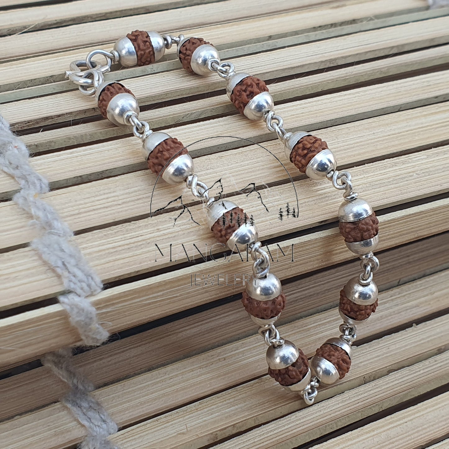 Rudraksha silver cap 5 face Mukhi Bracelet- Healing Bracelet- Shiva bracelet - Japa bracelet - Chanting - Meditation