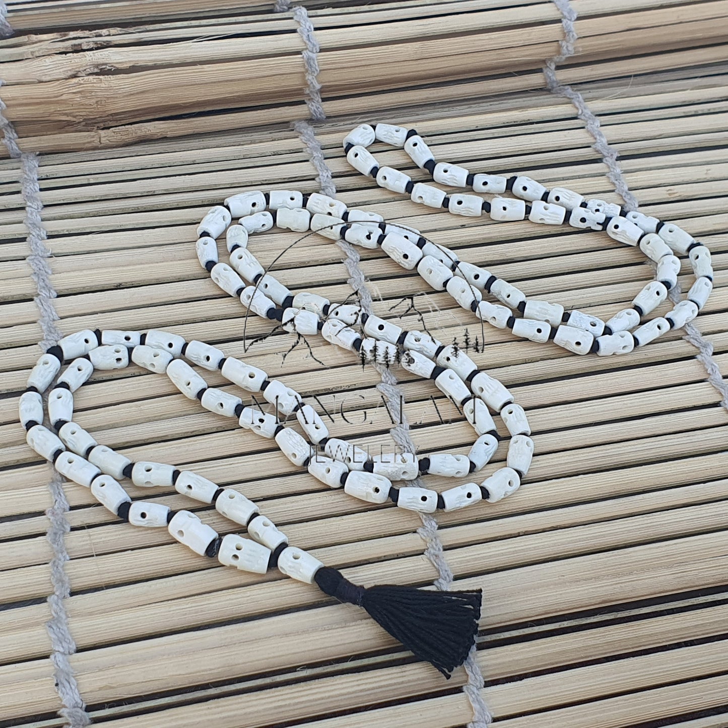 White Bone Skull Mala, Kapala Prayer Beads, Protection Necklace, Buddhist Jewelry, Yoga Gifts, Handmade Jewelry