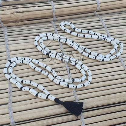 White Bone Skull Mala, Kapala Prayer Beads, Protection Necklace, Buddhist Jewelry, Yoga Gifts, Handmade Jewelry