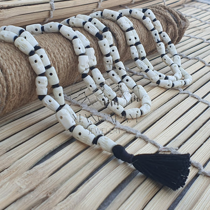 White Bone Skull Mala, Kapala Prayer Beads, Protection Necklace, Buddhist Jewelry, Yoga Gifts, Handmade Jewelry