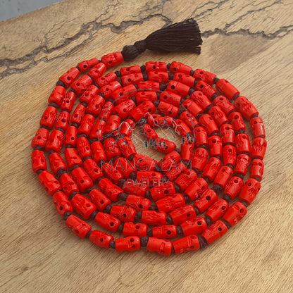 108 Red Skull Prayer Beads Mala, Skull Meditation Mala, Hindu Goddess Kali Alter Beads, Skull Mala Necklace, Kali Mala Necklace