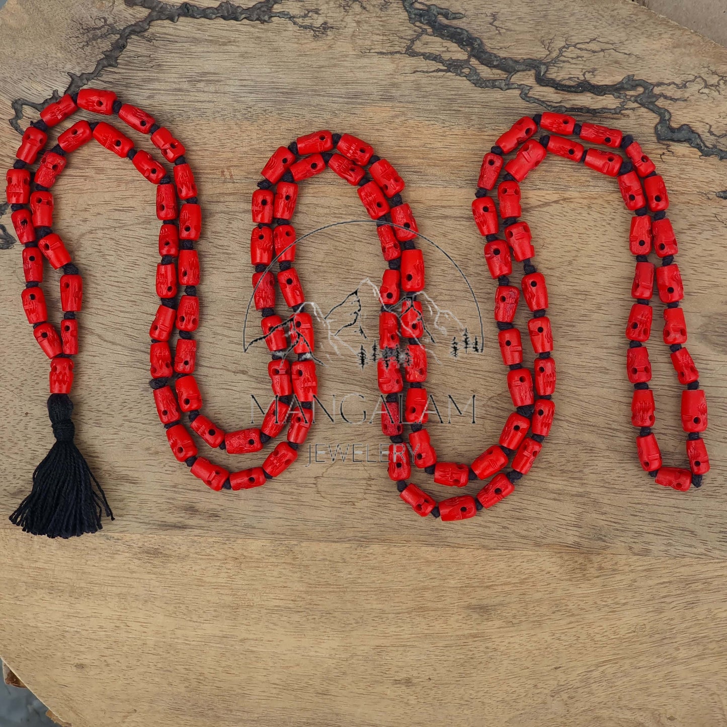 108 Red Skull Prayer Beads Mala, Skull Meditation Mala, Hindu Goddess Kali Alter Beads, Skull Mala Necklace, Kali Mala Necklace