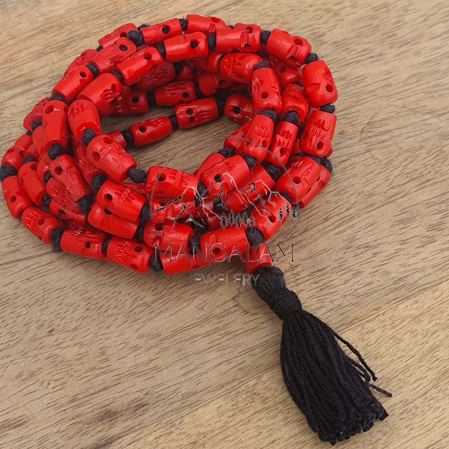 108 Red Skull Prayer Beads Mala, Skull Meditation Mala, Hindu Goddess Kali Alter Beads, Skull Mala Necklace, Kali Mala Necklace