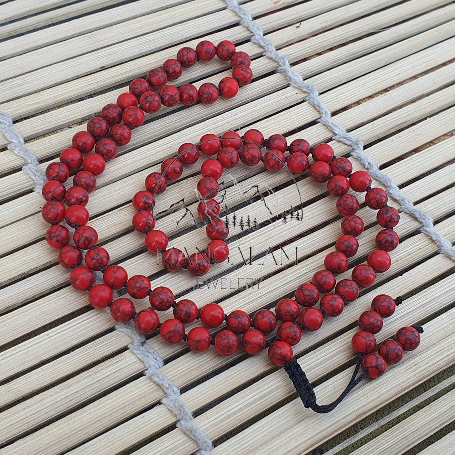 Expression Mala, Red Howlite Buddhist Mala, Red Howlite Necklace, 108 Prayer Beads, Statement Jewelry, Yoga Gifts
