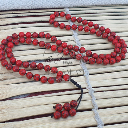 Expression Mala, Red Howlite Buddhist Mala, Red Howlite Necklace, 108 Prayer Beads, Statement Jewelry, Yoga Gifts