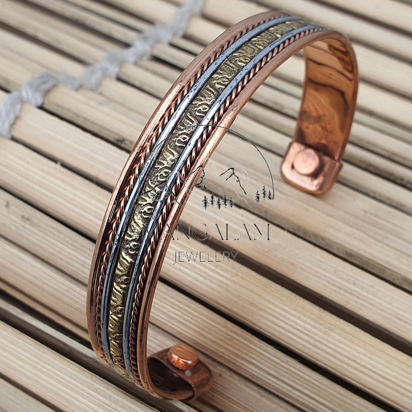 Elephant Design Copper Bracelet, Designer Bracelet, Hammered Cuff Bracelet, Pain Relief Bracelet with magnet