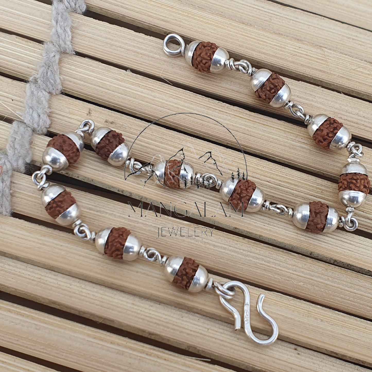 Rudraksha silver cap 5 face Mukhi Bracelet- Healing Bracelet- Shiva bracelet - Japa bracelet - Chanting - Meditation