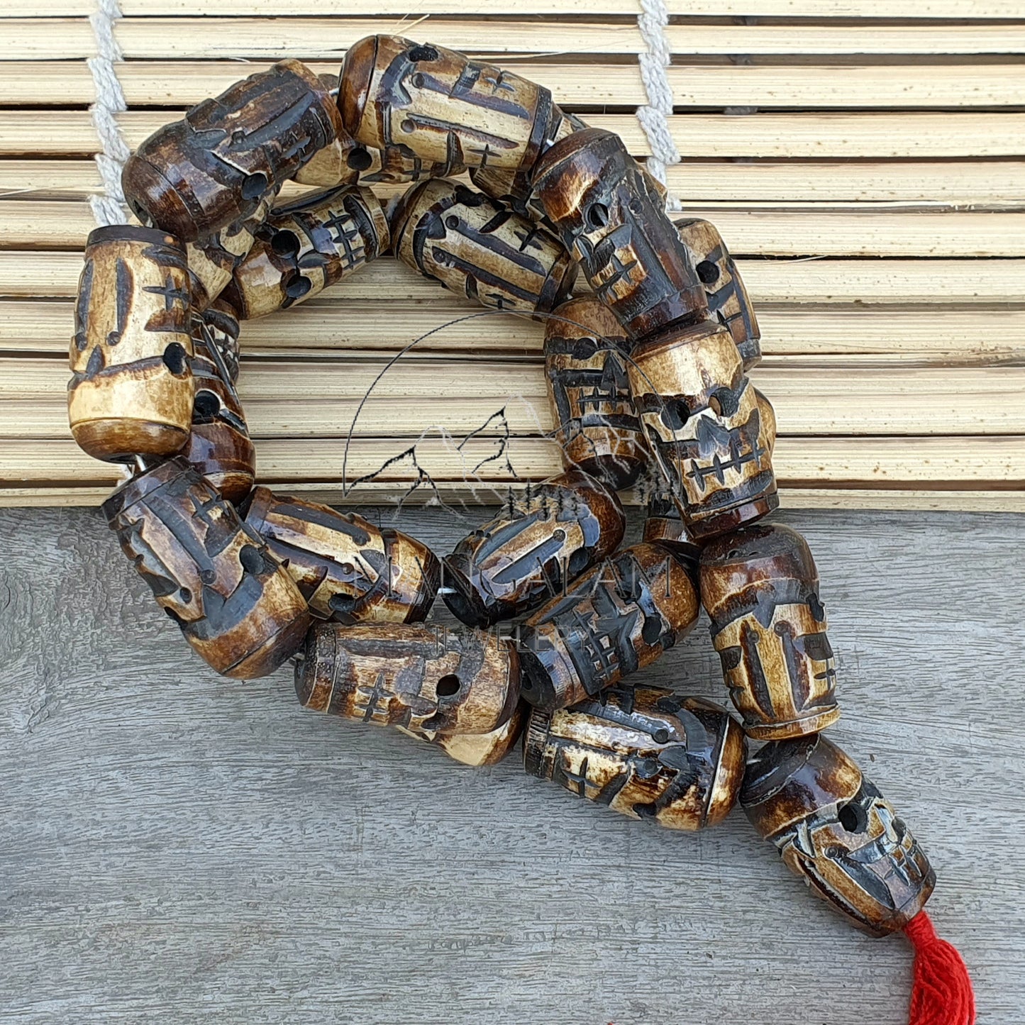 Rare Large Size 24 Tribal Skull Beads, Himalyan Yak Bone Prayer Bead, Japa Mala, Brown Skull Beads Necklace, Kapala Yoga Meditation