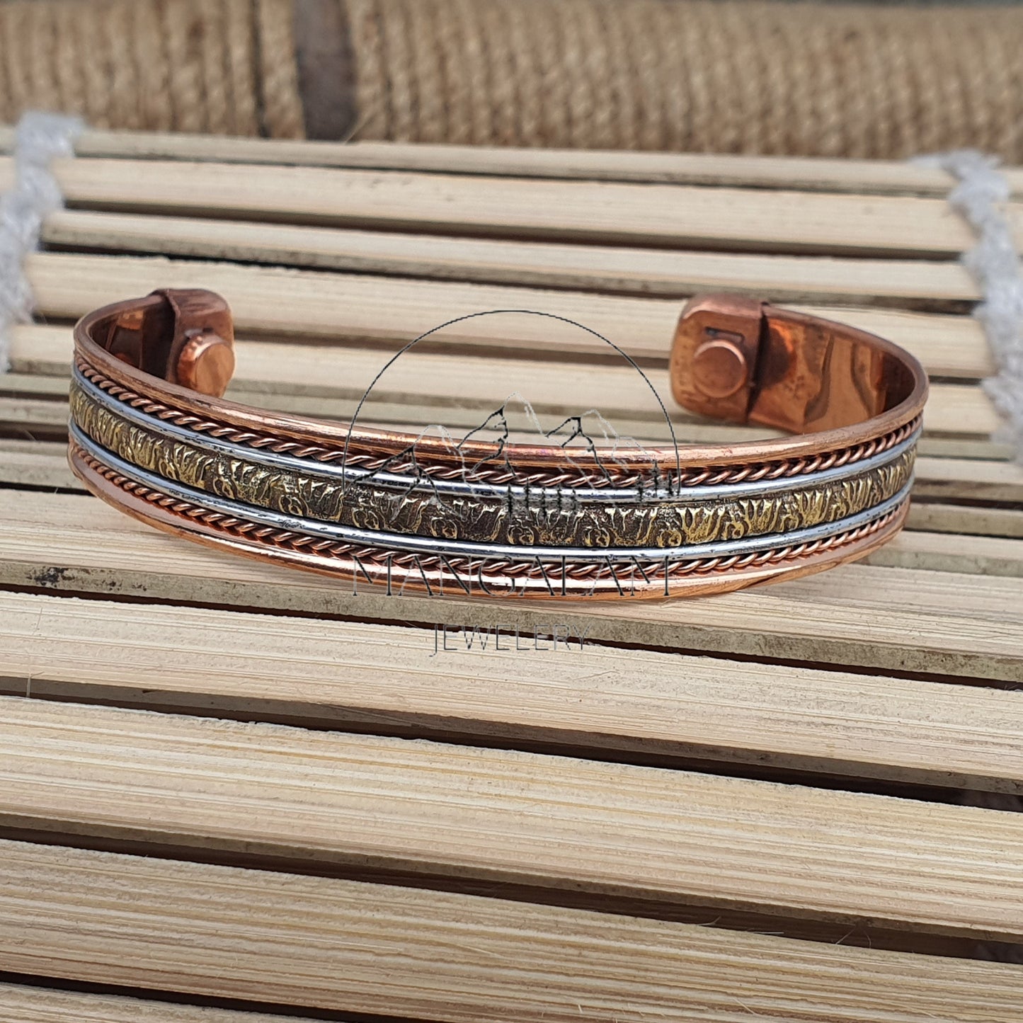 Elephant Design Copper Bracelet, Designer Bracelet, Hammered Cuff Bracelet, Pain Relief Bracelet with magnet