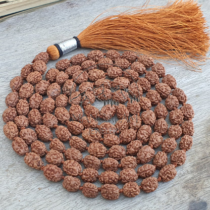 3 Mukhi Rudraksha Mala -Lab Certified, 108 Mala Beads, 3 Mukhi Rudraksha Necklace, Prayer Mala, Meditation Mala, Gift For Yoga Lover