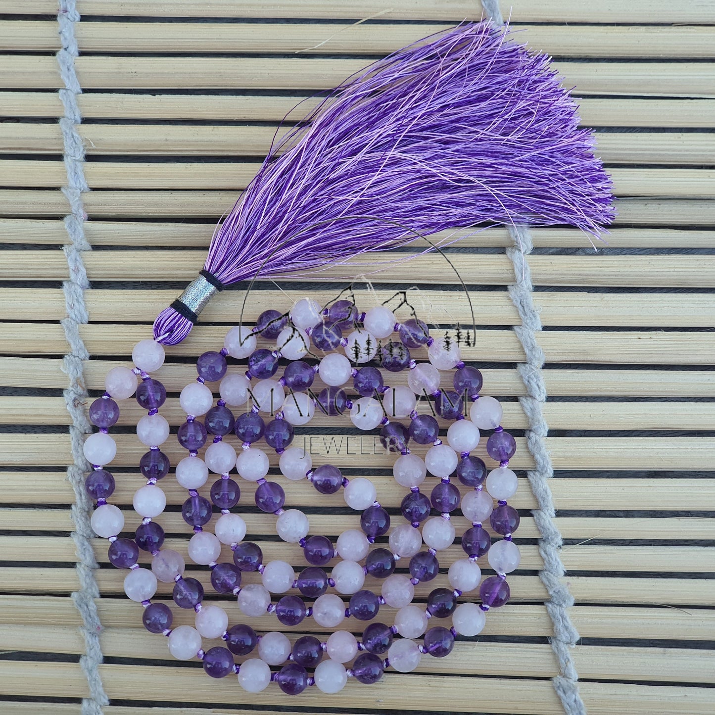 Protection And Love Mala 8MM, Multi Stone Necklace, Rose Quartz Mala, Amethyst Mala, 108 Mala Beads, Handmade Necklace,