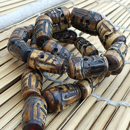 Rare Large Size 24 Tribal Skull Beads, Himalyan Yak Bone Prayer Bead, Japa Mala, Brown Skull Beads Necklace, Kapala Yoga Meditation