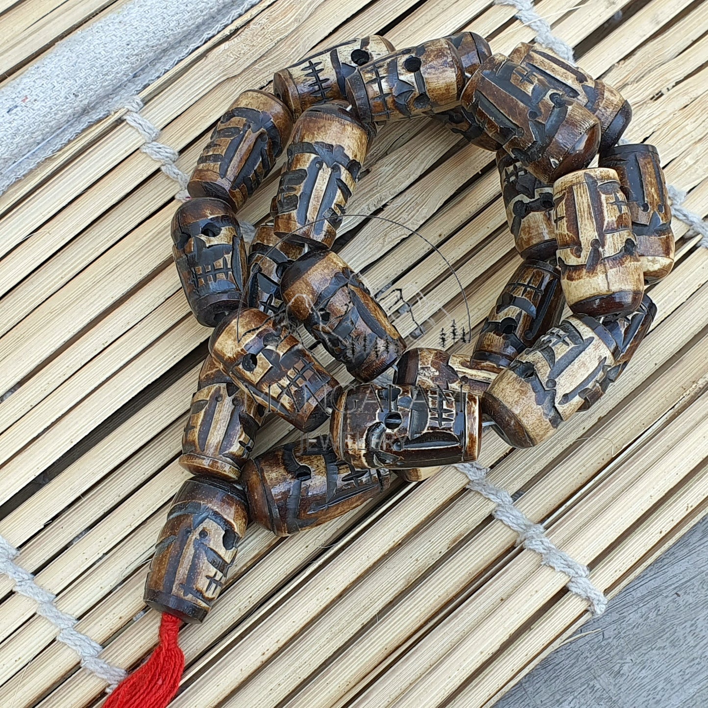 Rare Large Size 24 Tribal Skull Beads, Himalyan Yak Bone Prayer Bead, Japa Mala, Brown Skull Beads Necklace, Kapala Yoga Meditation
