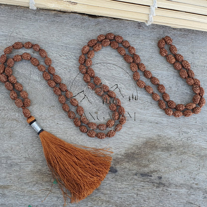 3 Mukhi Rudraksha Mala -Lab Certified, 108 Mala Beads, 3 Mukhi Rudraksha Necklace, Prayer Mala, Meditation Mala, Gift For Yoga Lover