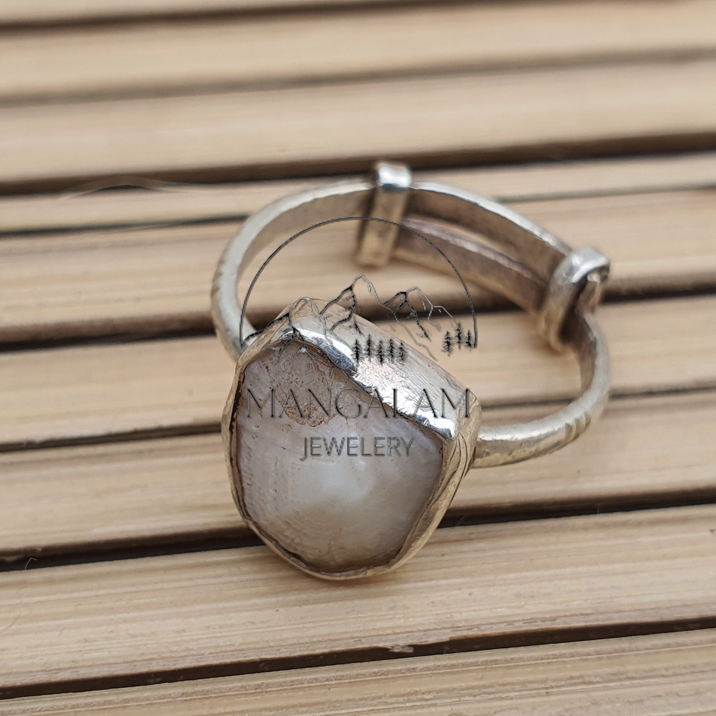 Natural Mach Mani RIng in Silver • Rare Fish Pearl Matsya Mani Gemstone • Fish Pearl Ring • Kuber Mani stone • Machhmani