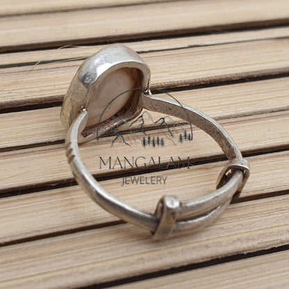Natural Mach Mani RIng in Silver • Rare Fish Pearl Matsya Mani Gemstone • Fish Pearl Ring • Kuber Mani stone • Machhmani