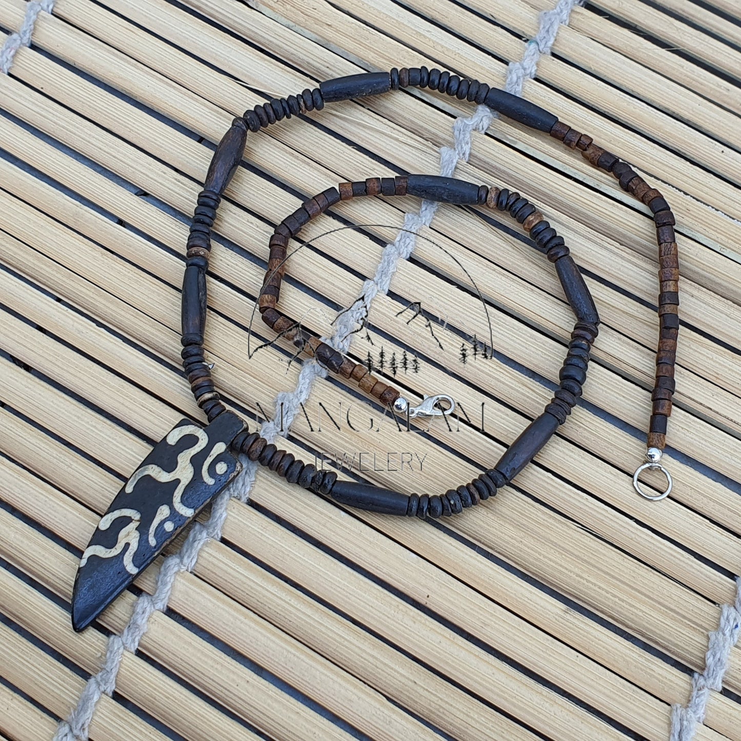 Om engraved Yak Bone Skull Necklace, With knief Kapala Prayer Beads, Protection Necklace, Buddhist Necklace, Yoga Gifts, Handmade Jewelry