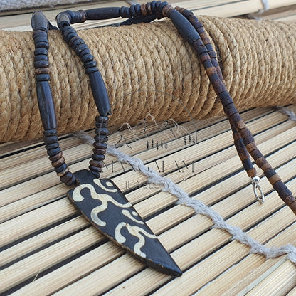 Om engraved Yak Bone Skull Necklace, With knief Kapala Prayer Beads, Protection Necklace, Buddhist Necklace, Yoga Gifts, Handmade Jewelry