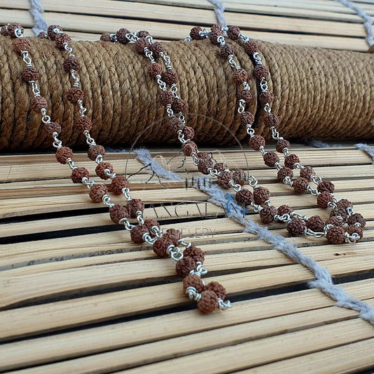 Silver Rudraksha Mala Necklace, Silver Rudraksha Necklace, India Women Mens Necklace, Hindu Shiva Necklace, Rudraksh Mala