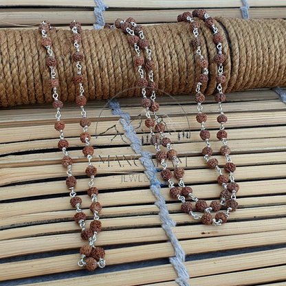 Silver Rudraksha Mala Necklace, Silver Rudraksha Necklace, India Women Mens Necklace, Hindu Shiva Necklace, Rudraksh Mala